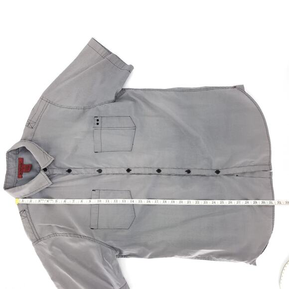 Montage Mens Gray Grey Stripe Button Down Short Sleeve Shirt GUC - Size XL -GUC - Picture 10 of 13